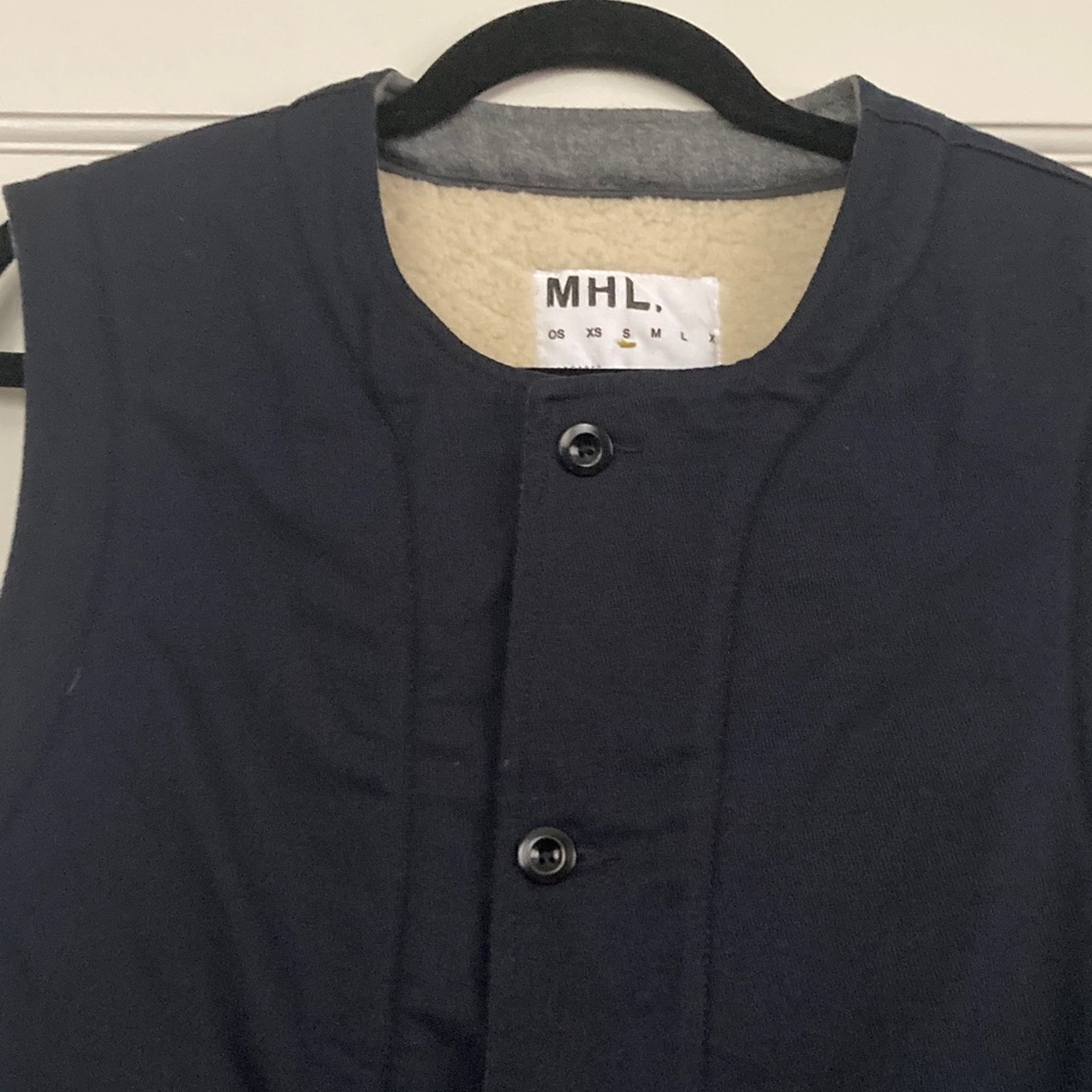 MHL Margaret Howell Navy Shearling Vest - Picture 12 of 12